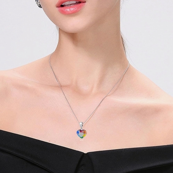 🧩🔹️ Autism Awareness Charm Necklace Puzzle Piece Enamel ASD Pendant 🧩 - Picture 7 of 10